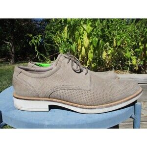 ECCO Shoes Mens 8 Gray Leather Dress Oxford Derby Preppy Casual Lace Up